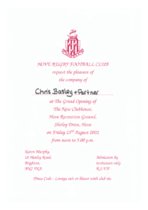 Invites to 2002 Clubhouse Opening B List